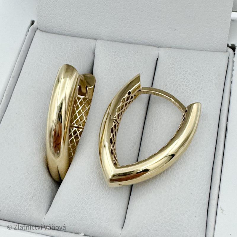 Žluté zlato náušnice do špičky